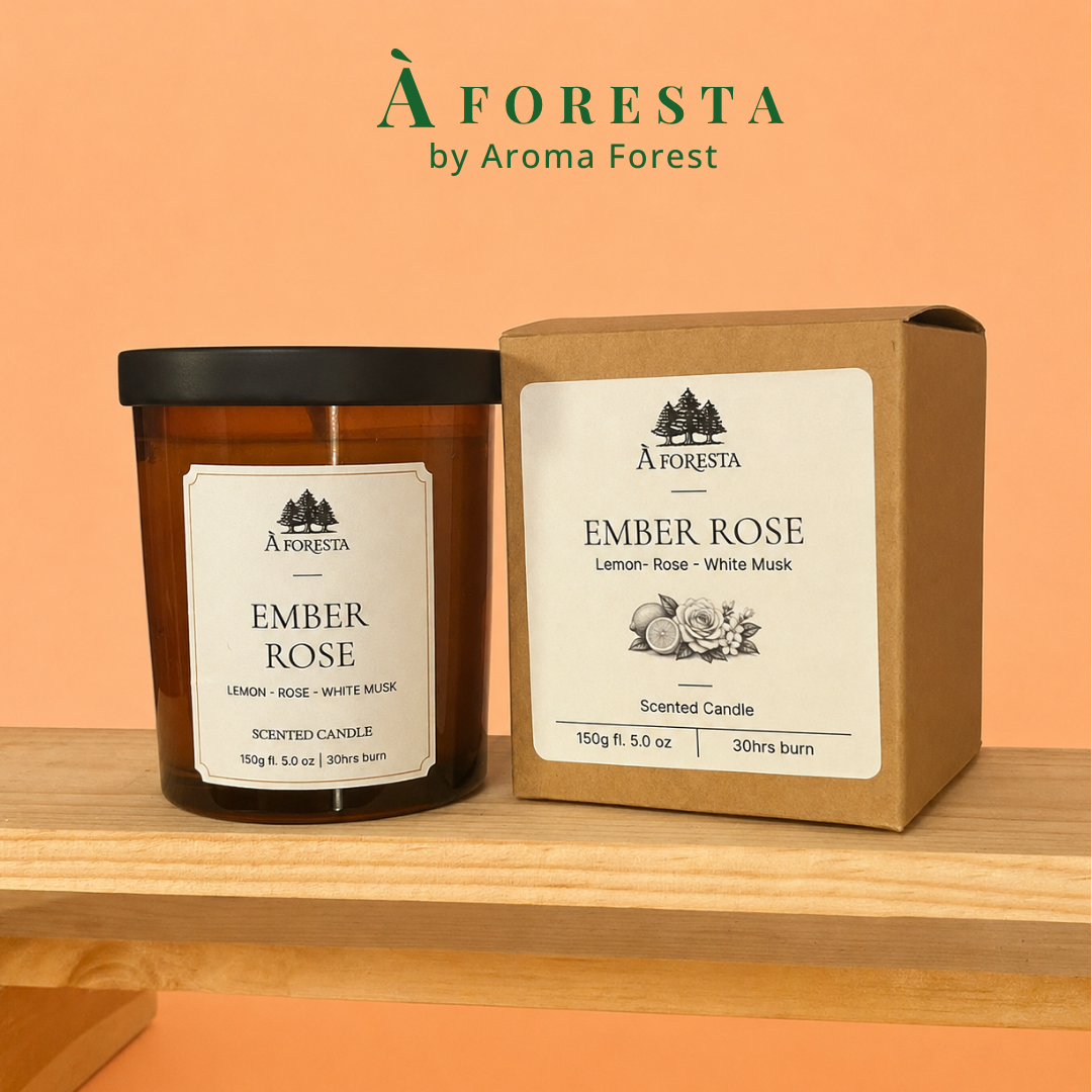 Nến Thơm Cao Cấp À FORESTA 150g – Hương Hoa Hồng Ember Rose-Thơm phòng, thư giãn, quà tặng.