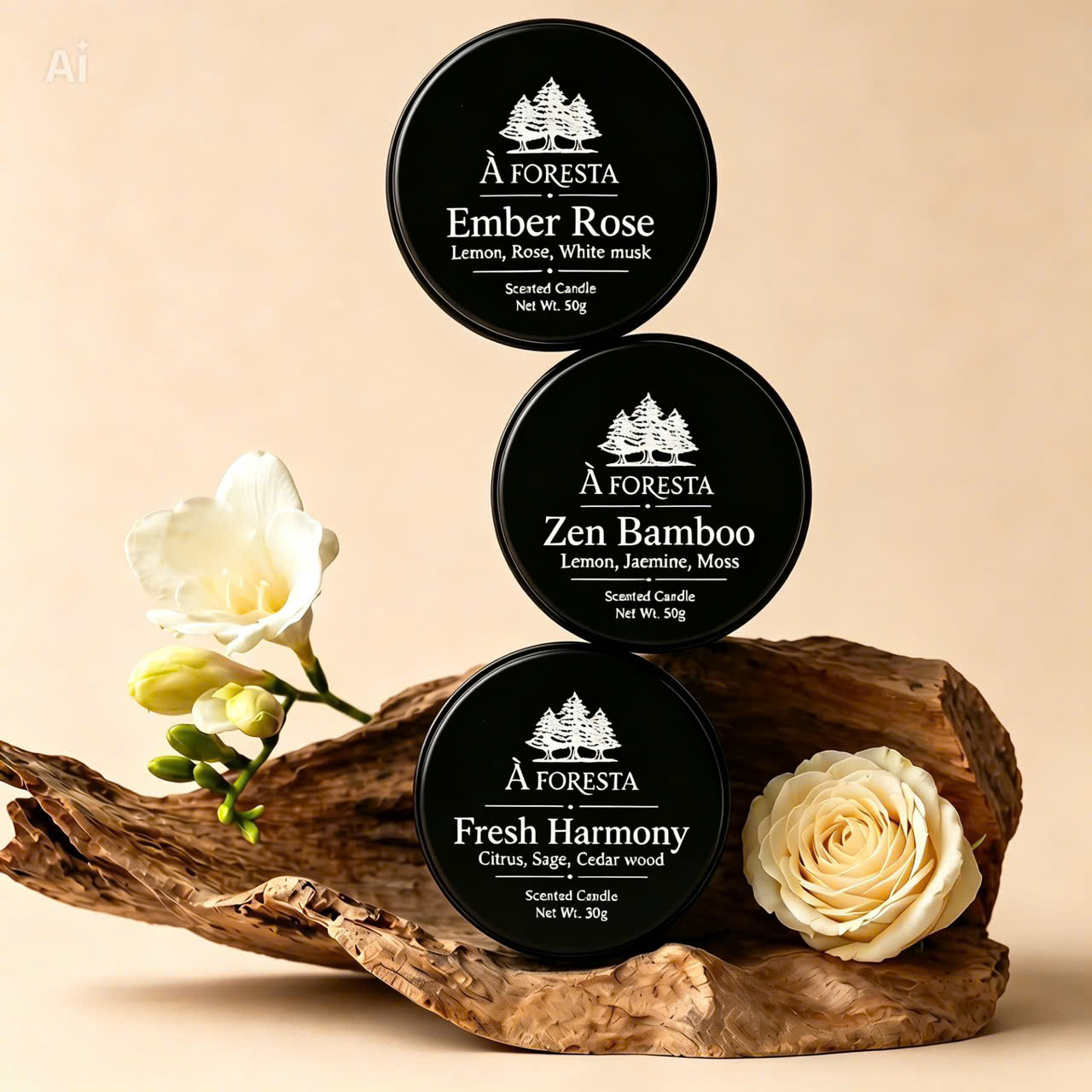 Nến Thơm Cao Cấp À FORESTA mini 50g – Hương Gỗ tươi Fresh Harmony-Thơm phòng, thư giãn, quà tặng.