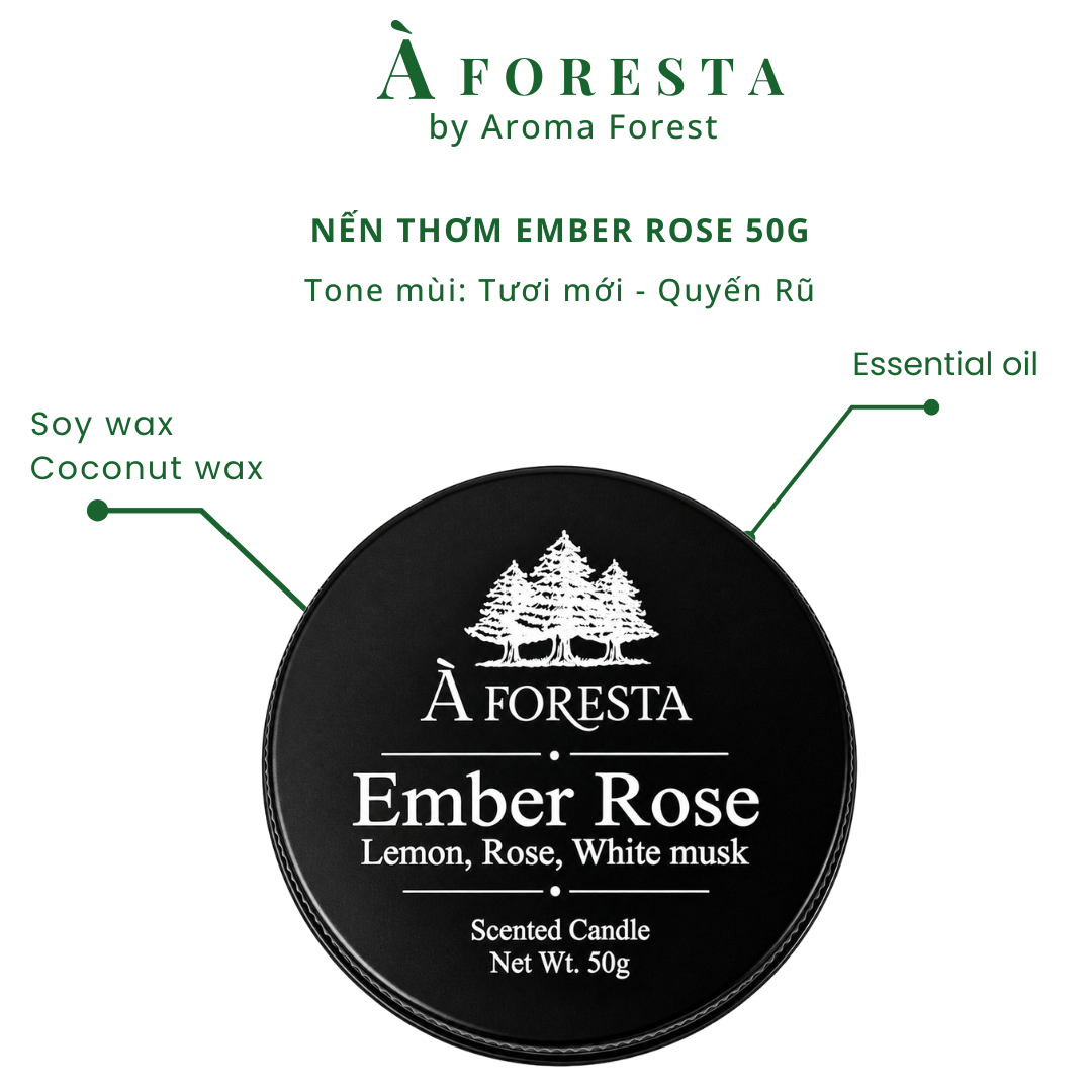 Nến Thơm Cao Cấp À FORESTA mini 50g – Hương Hoa Hồng Ember Rose-Thơm phòng, thư giãn, quà tặng