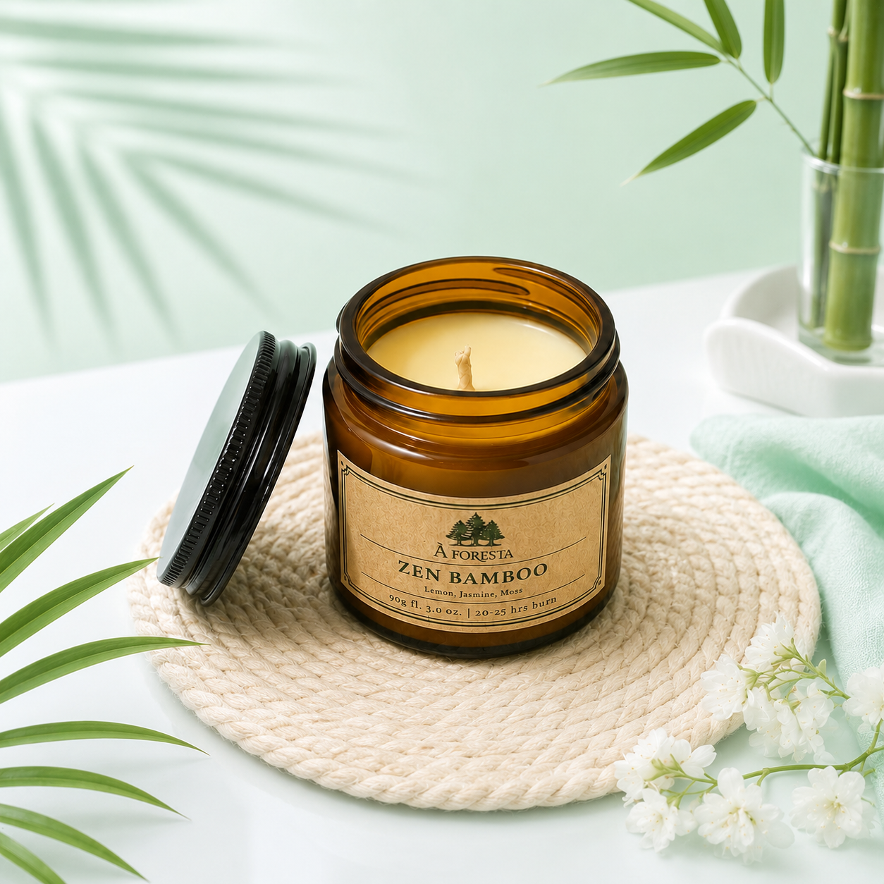 Nến Thơm Cao Cấp À FORESTA 90g – Hương Thiền Zen Bamboo-Thơm phòng, thư giãn, quà tặng.