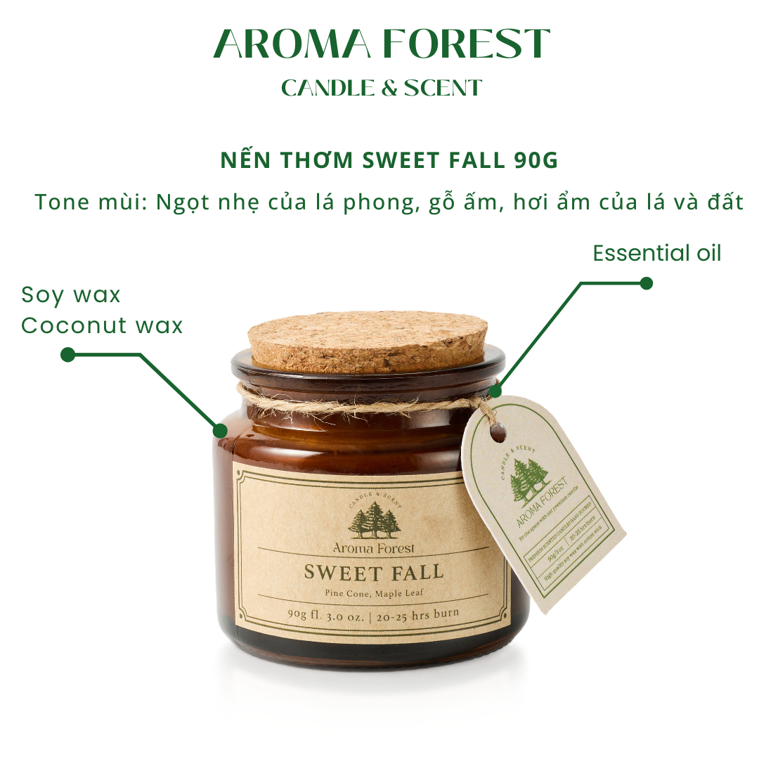 Nến Thơm Cao Cấp Aroma Forest 90g- Hương lá phong Sweet Fall
