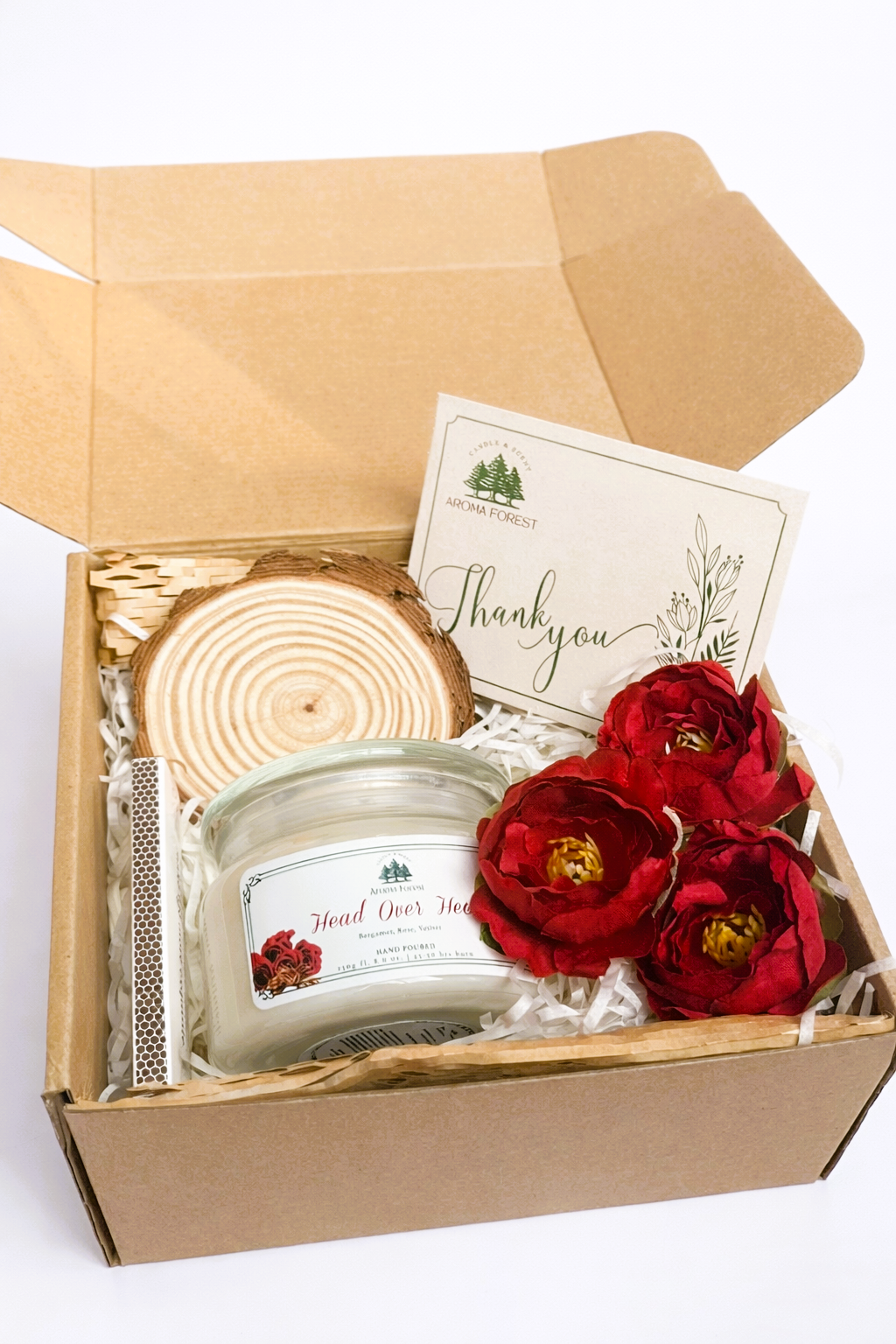 Set Quà tặng 01 nến thơm Aroma Forest 250g nhiều mùi hộp nắp cài nơ, trang trí hoa